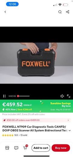 2025 New FOXWELL NT909 Car Bidirectional Diagnostic Scan Tool ECU Coding All System 30+ Reset CANFD/DOIP OBD2 Automotive Scanner