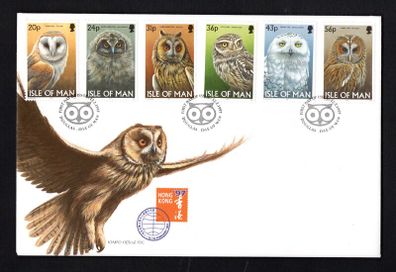 1997 Isle of Man Owls Commemorative Stamps First Day Cover (FDC)