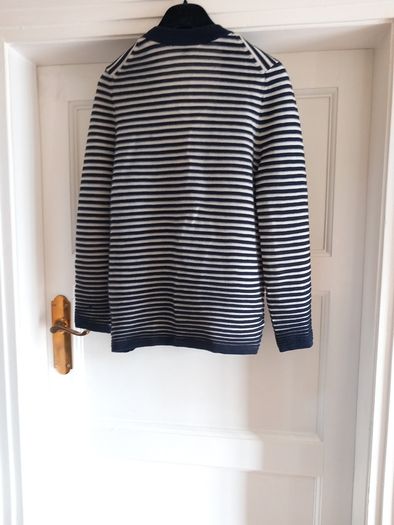 Cos Navy/Cream 100% Wool  Cardigan Size S