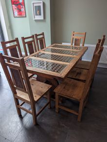 Mexican solid pine table and 8 chairs