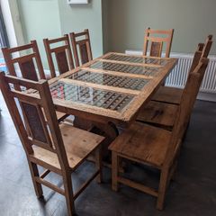 Mexican solid pine table and 8 chairs