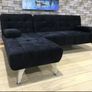 Black Corner Sofa Bed with Chaise Longue, Aroa xs Image 2