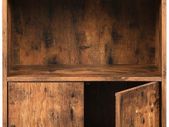 _Retro Bookcase with 2 Shelves and Cabinet Doors Living Room Cabinet Retro Furniture for Living Room, Foyer, Office, Storage for Books Photos Decoration Wood Effect