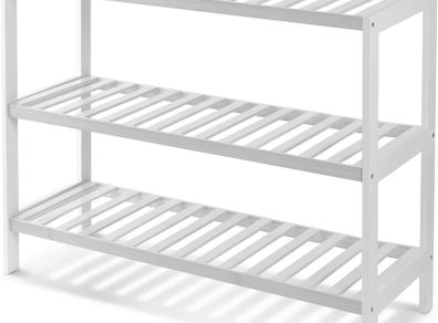 NEW SALE | 3 Tier Natural Bamboo Shoe Rack Easy Assembly & Strong Design Shelf Organiser Ideal for Bedroom,Bathroom,Hallway & Small Spaces Large Capacity Up to 12 Pairs of Shoes(55x70x25cm)
