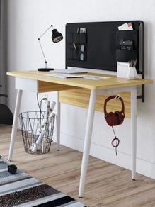ALPHASON Home Office Desk Oak and White Freemont