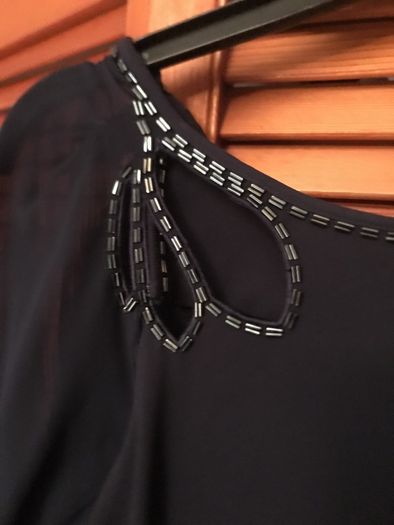 Long slieve lined navy mini dress, very pretty