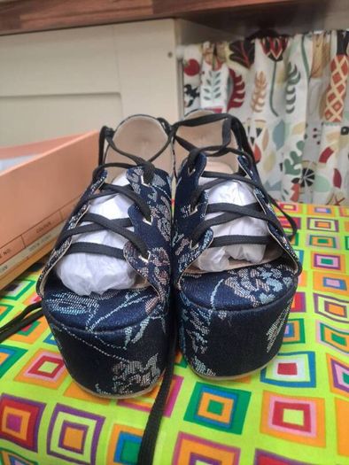 Public desire platform denim sandals