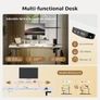 Electric Standing Desk with Movable Monitor Stand, Height Adjustable Desk with 2 Memory Buttons, 100 x 60 cm with LED Strip Light and USB-C Port, for Home Office, White Image 5