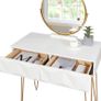 With Mirror and  Velvet Stool Makeup Cosmetic Vanity Table with 2 Drawers 3D Effect Bedroom Image 5
