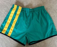 Vintage Human Race Sports Wear Green Running Shorts (Size L)