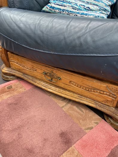 Blue leather armchair