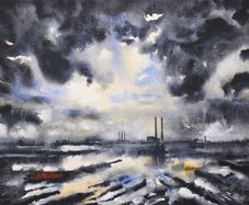 poolbeg view dollymount watercolour