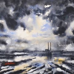 poolbeg view dollymount watercolour
