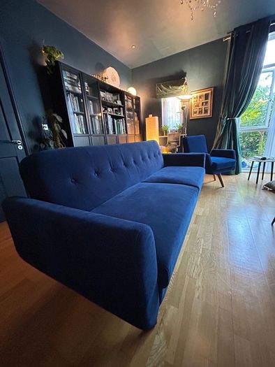 Velvet Sofa Bed and Swivel Chair Bundle 375 Excellent Condition