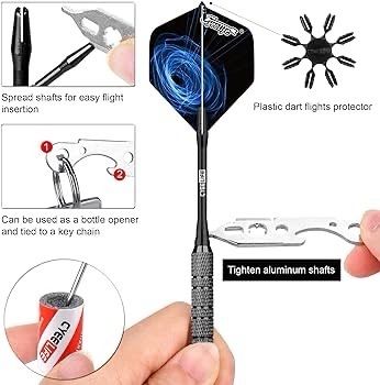 FREE DELIVERY | Steel tip Darts Set Aluminium shafts+Sharpener+Tool+Protectors+16 Flights,For 4 Beginners