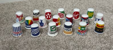 A Collection of Vintage Thimbles with Company Logos