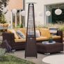 BU-KO Outdoor Patio Gas Heater | Garden, Camp, BBQ Parties | Brown Rattan Pyramid Style 13kw Propane Burner | Portable Wheels, Regulator & Hose | LPG Warm Heating Fire & Water Proof Cover Included Image 2