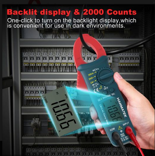 HANMATEK Digital Clamp Meter,Auto-ranging Amp Voltage Tester with Backlight,Clamp Multimeter