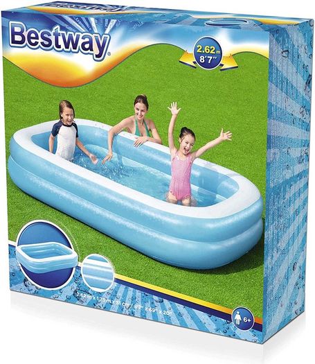 LARGE Inflatable Pool (262x175x51cm) + Pool Cover + Ground sheet + Pool Net Skimmer
