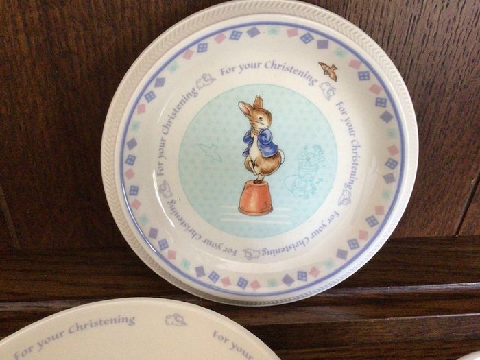 Peter Rabbit Wedgwood christening set in boxes