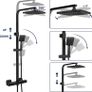 Thermostatic Shower Mixer Set, Thermostat Shower Rail System with Adjustable Rainfall Shower Head, Scalding Protection Bath Tap, Anti-Kink Shower Hose (Square, Matte Black) Image 3