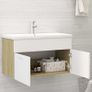 Sink Cabinet with Built-in Basin White and Sonoma Oak Chipboard Image 4