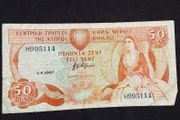 Central Bank of Cyprus : 50 Cents Banknote - 1987