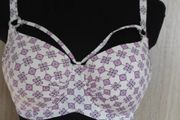 Britney Spears padded underwired cream purple swim bra size UK34F EU75F Perfect condition Postage included