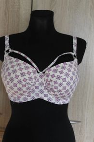 Britney Spears padded underwired cream purple swim bra size UK34F EU75F Perfect condition Postage included