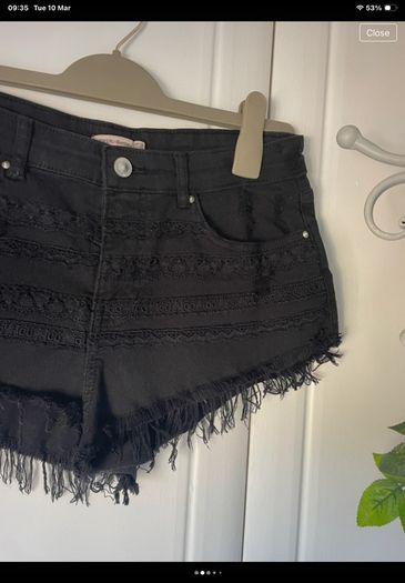 shorts  Bershka size 10 black frayed end style