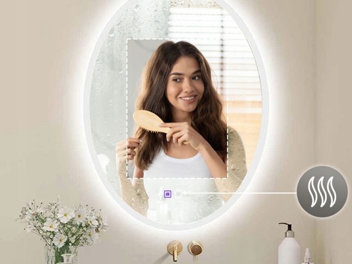 LED Bathroom Mirror 60x80cm Oval Demister Fog Free