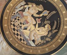 Black and Gold Antique Ceramic hand made Greek plate