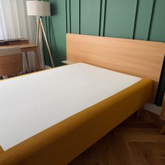 Modern Wooden Headboard with Wireless Charging Shelf