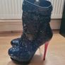 Pleaser Blondie R-1009 Black & Red Platform Ankle Boots Image 3