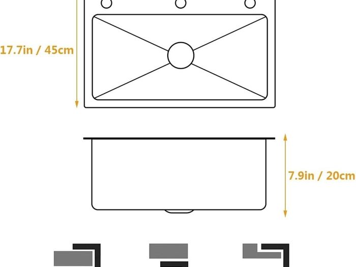 Black Kitchen Sink, Stainless Steel Single Bowl Sink, Drop in/Topmount Workstation Sink with Sliding Accessories, Farmhouse Workstation Sink with Multiple Accessories (50 /45cm)