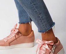Lovely Lace Up Shoes with Pearls & Gems size 6