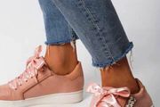 Lovely Lace Up Shoes with Pearls &amp; Gems size 6