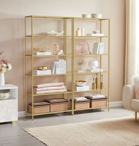 Shelves Tempered Glass Transparent Metallic Gold