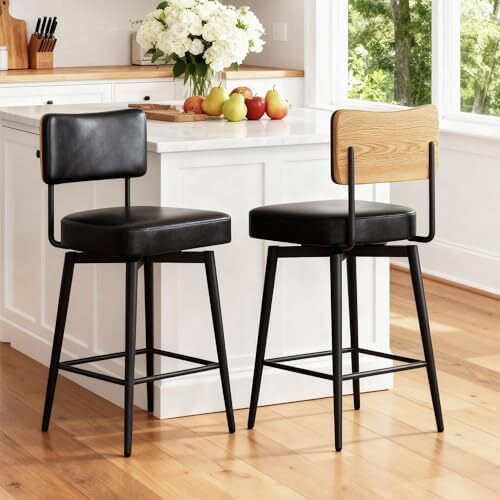 Bar Stools Set of 2 Swivel Breakfast Barstools