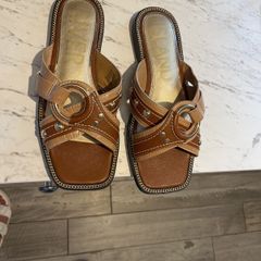River Island Beige cross strap sandals