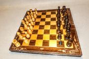 Large vintage wooden chess set