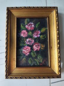 Oil painting of pink roses