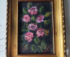 Oil painting of pink roses