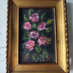Oil painting of pink roses
