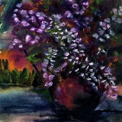 flowers in the window watercolour