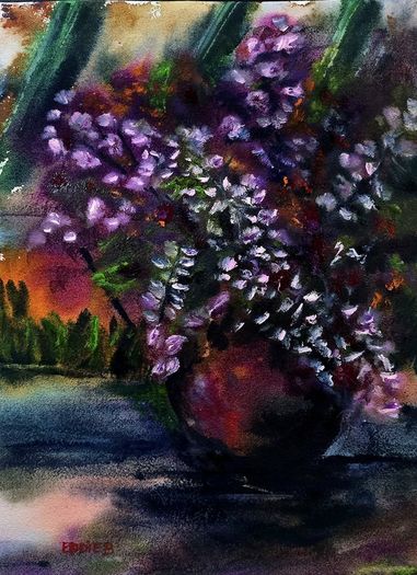 flowers in the window watercolour