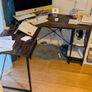 L-Shape Desk rustic brown wood Image 3