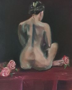 Oil painting A Rose at Night