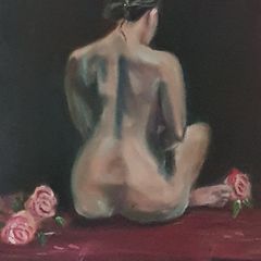 Oil painting A Rose at Night