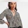 Topshop leopard print black & cream ladies blouse Image 2